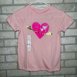 Girls 7/8 Pink Tshirt with Sequin Heart Detailing Cat & Jack